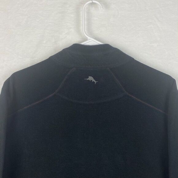 Tommy Bahama Sweater Mens Large Black 1/4 Zip Mock Neck Pullover - Picture 4 of 9